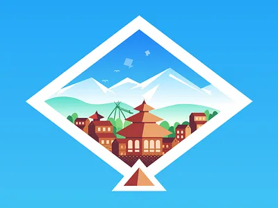 Dashain Kites celebration creative dashain design festival flat holidays illustration kites nepal temple travel vector