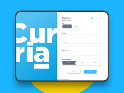 Procedural documents management tool • visual concept app design flat input fields ipad pro registration form selector steps ui ux