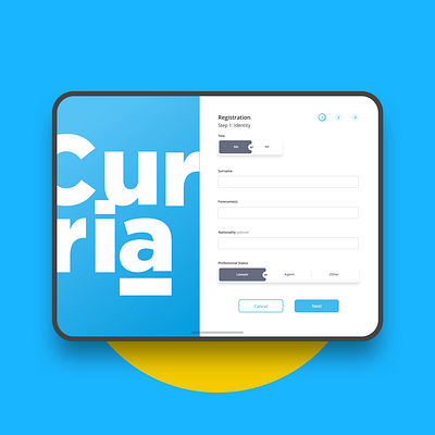 Procedural documents management tool • visual concept app design flat input fields ipad pro registration form selector steps ui ux