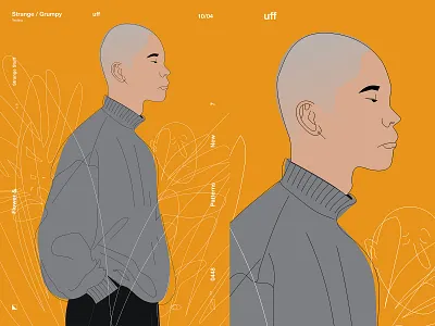 Chill abstract charecter composition hipster illustration laconic lines minimal poster sweater walking