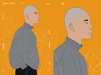 Chill abstract charecter composition hipster illustration laconic lines minimal poster sweater walking