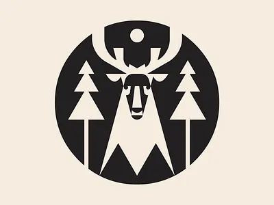 Tokoro Symbol (B&W) WIP art artwork branding deer design icon illustration label logo logo design midcenturymodern packaging prints stamp symbol tokoro tree trees vector wip