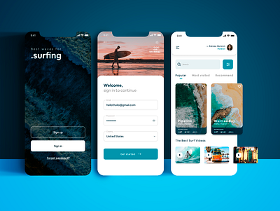 .surfing beach cards dashboad debut hello dribbb login mobile surf surfing ui ux