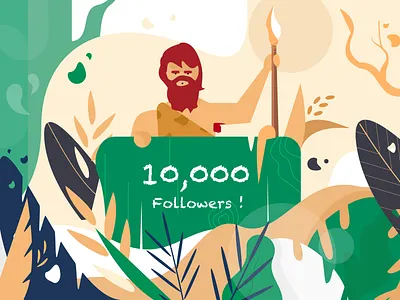 Thank you ! banner cavemen design dribbble dribbble best shot followers forest friends illustration illustration art jungle leaf plants sudhan thanks thanksgiving themeforest typography vector wood