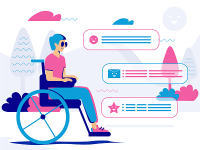 Happy Day - Shape Library animation app branding cool design disability disable equality icons illustration interface motion motion design people tabs ui ux vector website wheelchair