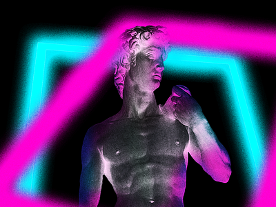 Modern Art - Neon - Statue of David cyberpunk david dramatic lighting modern art neon shadows statue the neon lights