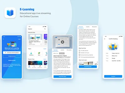 Learning App - Concept Design courses design education ios app learning app livestream material design trending user center design user experience user inteface userinterface