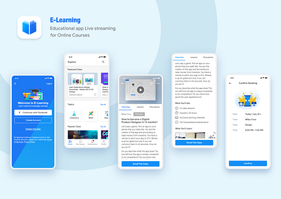 Learning App - Concept Design courses design education ios app learning app livestream material design trending user center design user experience user inteface userinterface