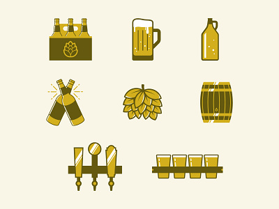 Jackson County | Ale Trail Illustration Set ale trail barrel beer bottles county drinking duotone flight icon set illustraion map icons mug six pack tourism