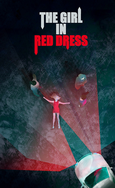 The girl in red dress adobephotoshop crime night vectorart