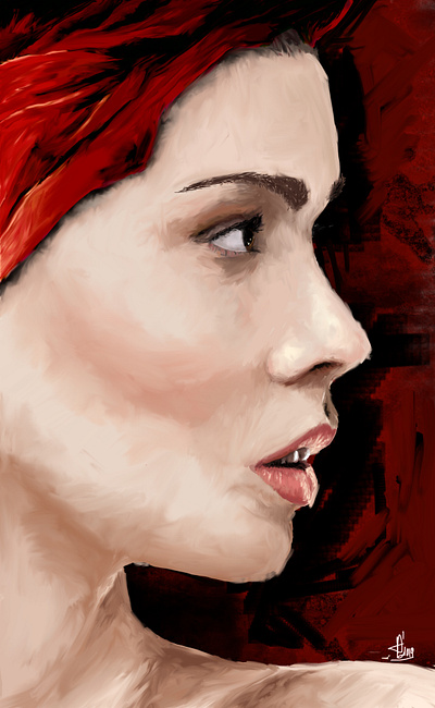 'Redly' adobephotoshop digital painting oil red wacom