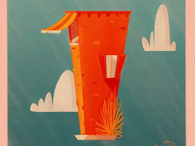 36 Days of Type | 1 36days 1 36daysoftype architecture beach illustration retro