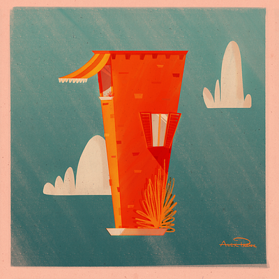 36 Days of Type | 1 36days 1 36daysoftype architecture beach illustration retro