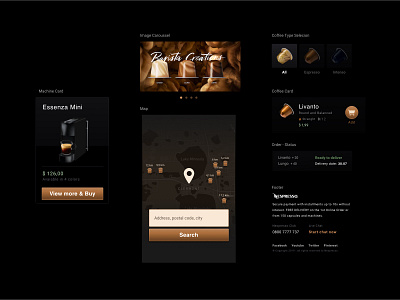 Nespresso website redesign – Mobile (concept) atomic coffee dark dark ui e commerce icon iphone mobile styleguide ui