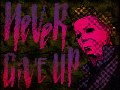 Neon Demons - Michael adobe illustrator adobe photoshop halftone halloween michael myers spooky spoopy texture type typography vector illustration