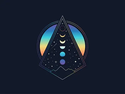 Phased abstract apparel gradient icon illustration minimal mountain nature stars vector