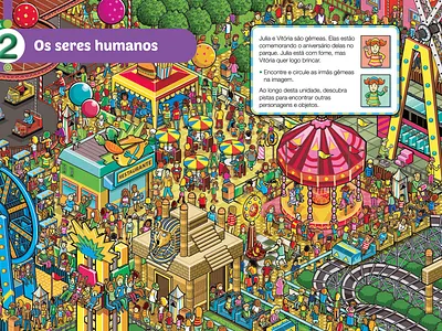 Amusement Park for Moderna Publishing advertising detail editorial infographic isometric isometric art landscape map park pixel art seek and find seek and find where is waldo where is wally