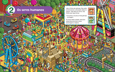 Amusement Park for Moderna Publishing advertising detail editorial infographic isometric isometric art landscape map park pixel art seek and find seek and find where is waldo where is wally