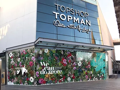 Sustainability Campaign: PrincessHay Exeter | Maggie Enterrios botanical editorial floral illustration mural storefront surface design vinyl
