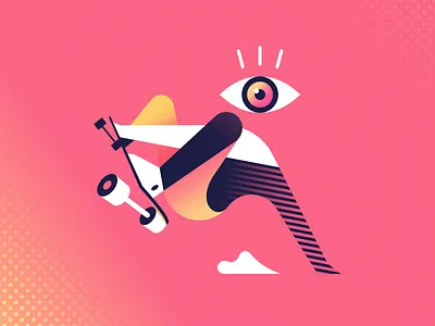 VectorEyez 2d asbstract character character design color design eye flat future icon illustration person shape simple skate space sport travel vector