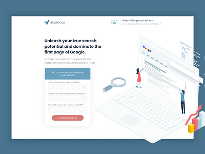 Victorious SEO Landing Page and Ads ads cro facebook ads illustration instagram ads lander landing landing page leadgen services web website website design