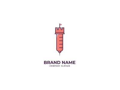 Medical Syringe Castle Logo Design branding branding concept branding design clean concept concept design creative creative design design illustration logo logo design logodesign logos medical medical logo simple syringe unique logo vector