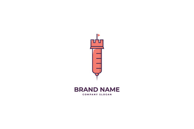 Medical Syringe Castle Logo Design branding branding concept branding design clean concept concept design creative creative design design illustration logo logo design logodesign logos medical medical logo simple syringe unique logo vector