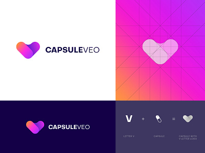 CapsuleVeo - Logo Design app brand identity branding branding design capsule logo capsuleveo gradient graphic designer illustration letter logo letter v logo design logo designer logo mark modern technology v v letter v letter logo