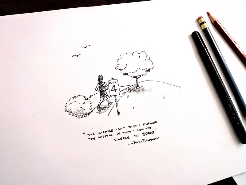 Courage drawing illustration ink inktober inktober2019 runner running sketch