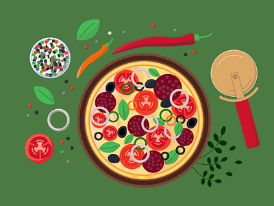 Traditional pizza design illustration pizza