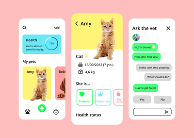 Pet Care Assistant animal animals cat dashboard dog health health app healthcare pet pet app pet assistant pet care ui vet veterinarian veterinary