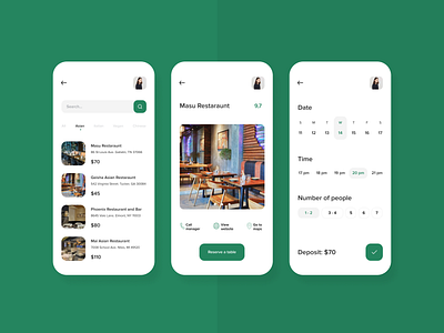 Book a table Reservation App Concept app asian booking chef concept cook cookbook cooking delicious deposit exchange food food app green manager money reserve restaurant ui vegan