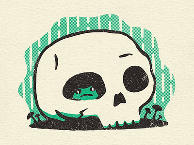 Rainy Day Toad creepy cute drawing halftone illustration sketch skull skulls spooky toad toads