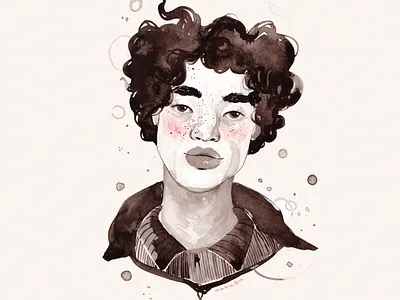 Inktober day 3 blackink faces freckles ink inktober inktober2019 portrait