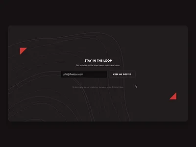 Newsletter Sign Up Animation animation auto animate black dark mode emoji figma figma app form futura hover newsletter red roboto sign up smart animate transition ui ux web design website