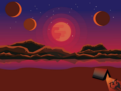 Flat design sunset flat design illustrator