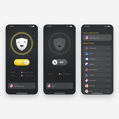 VPN Black app design illustration mobile app mobile app design mobile design mobile ui ui ui ux uidesign