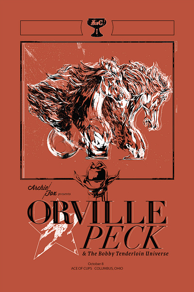 Orville Peck with The Bobby Tenderloin Universe at Ace of Cups band design flyer gig poster illustration music poster screenprint