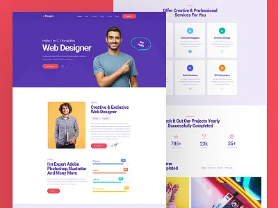 Personal Portfolio PSD Template clean company creative designer illustration ui ux