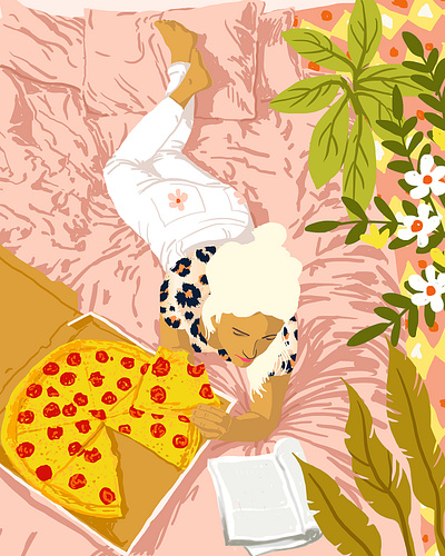 Pepperoni Pizza bedroom boho botanical chic eat fashion floral food home lifestyle nature pastels pepperoni pizza plants sunday watercolor woman