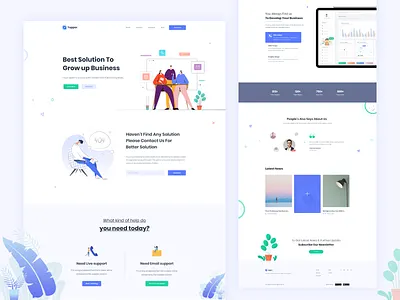 Digital Agency Landing Page / Business Support 2019 trends challenge clean design design digital agency emailsupport illustrator minimal onepage support ux vector videosupport web web design webdesign website concept xd