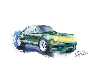 Porsche 911 art car design illustration watercolor