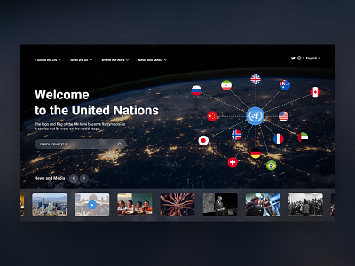 United Nations - Concept (Dark) black clean clean ui countries dark friendship homepage iran iranian minimal minimalism minimalist peace people ui uiux united nations usa world