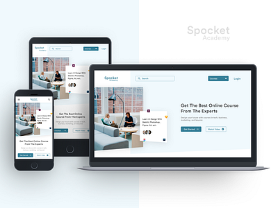 Spocket Academy Online Course Website Exploration academy course design figma landing page minimal online course project responsive design ui ui kit uiux web apps web mobile tablet website website design wireframe