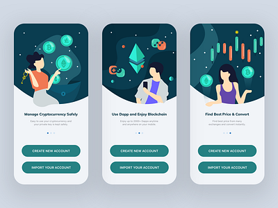 Dapp Pocket Onboarding crypto crypto wallet cryptocurrency design illustration ui