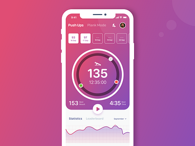Push Up Application activity activity tracker android app application concept design fitness ios mobile mobile ui push up sketch sport ui ux