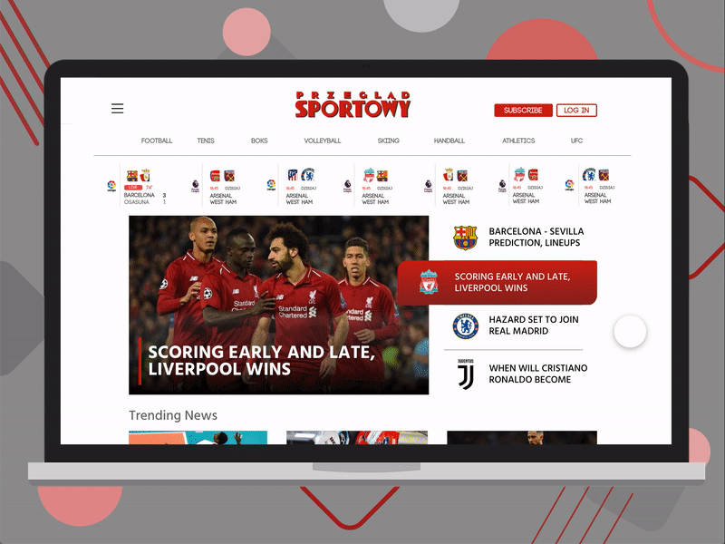 Sports News barcelona concept design football liverpool minimal ronaldo sport sports ui ui design web web design website