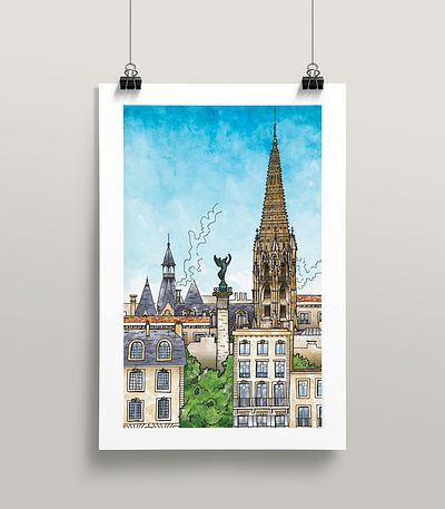 Bordeaux (40x60cm) france illustration poster