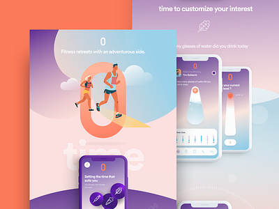 Landing Page Fitness app color dashboard illustration iphone landing logo page ui web