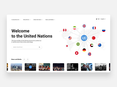 United Nations - Concept (Light) clean clean ui countries friendship homepage iran iranian light minimal minimalism minimalist peace people ui uiux un united nations usa white world